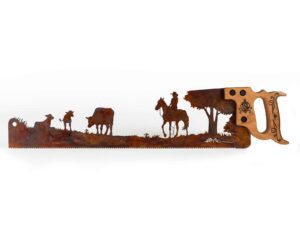 Open-Range-Cows-Cowgirl-cattle-ranching-metal-wall-art-rustic-decor-SQ