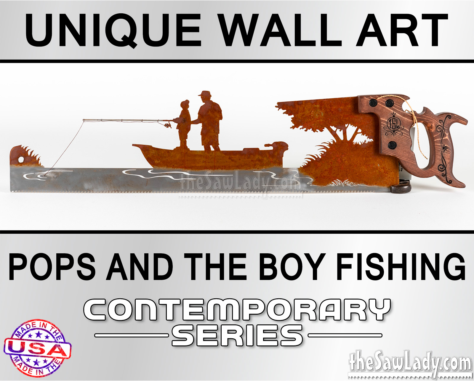 POPS-AND-THE-BOY METAL WALL ART SAW