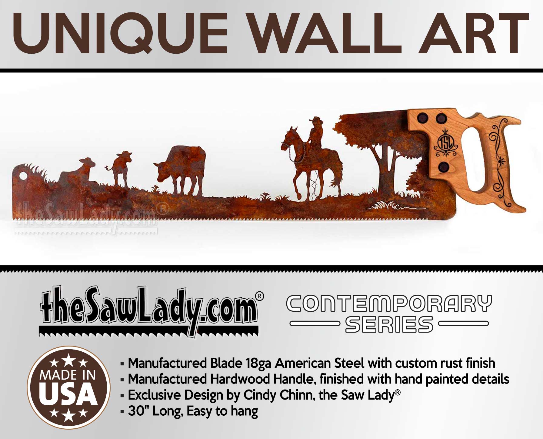 Tending-the-Cattle-western-wall-art-saw-metal_Cowgirl-ETSY