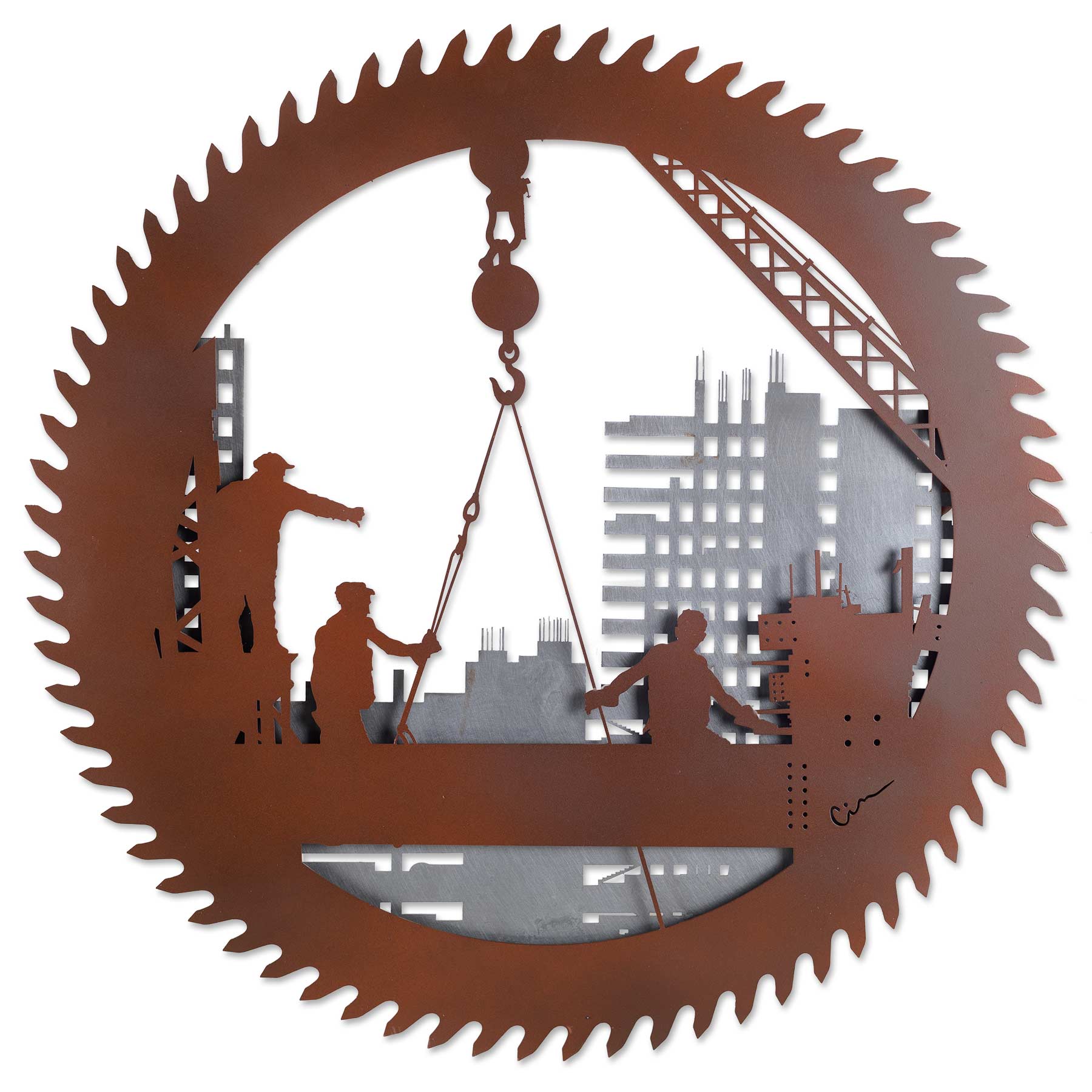 Ironworkers Building Saw Art, Ironworker Gift & Rustic Decor