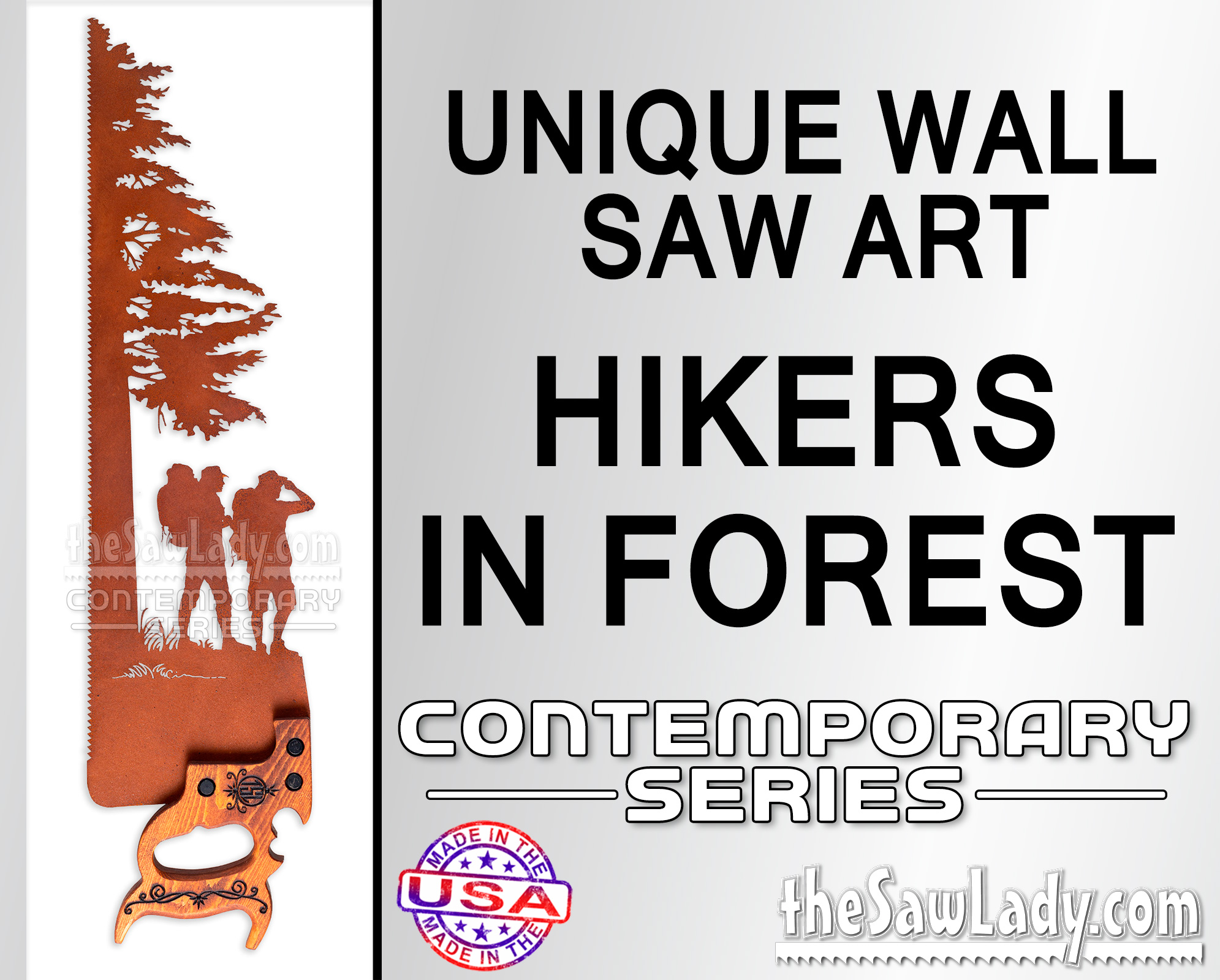 HIKERS-BY-TREE METAL WALL ART