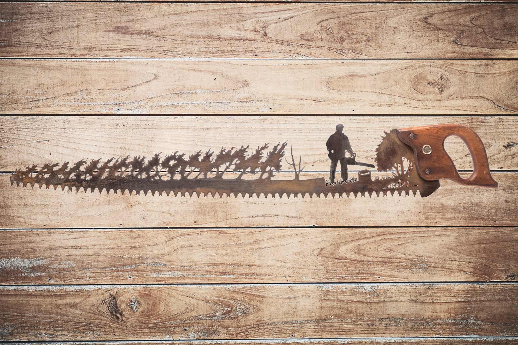 Rustic Decor Metal Wall Art Saw