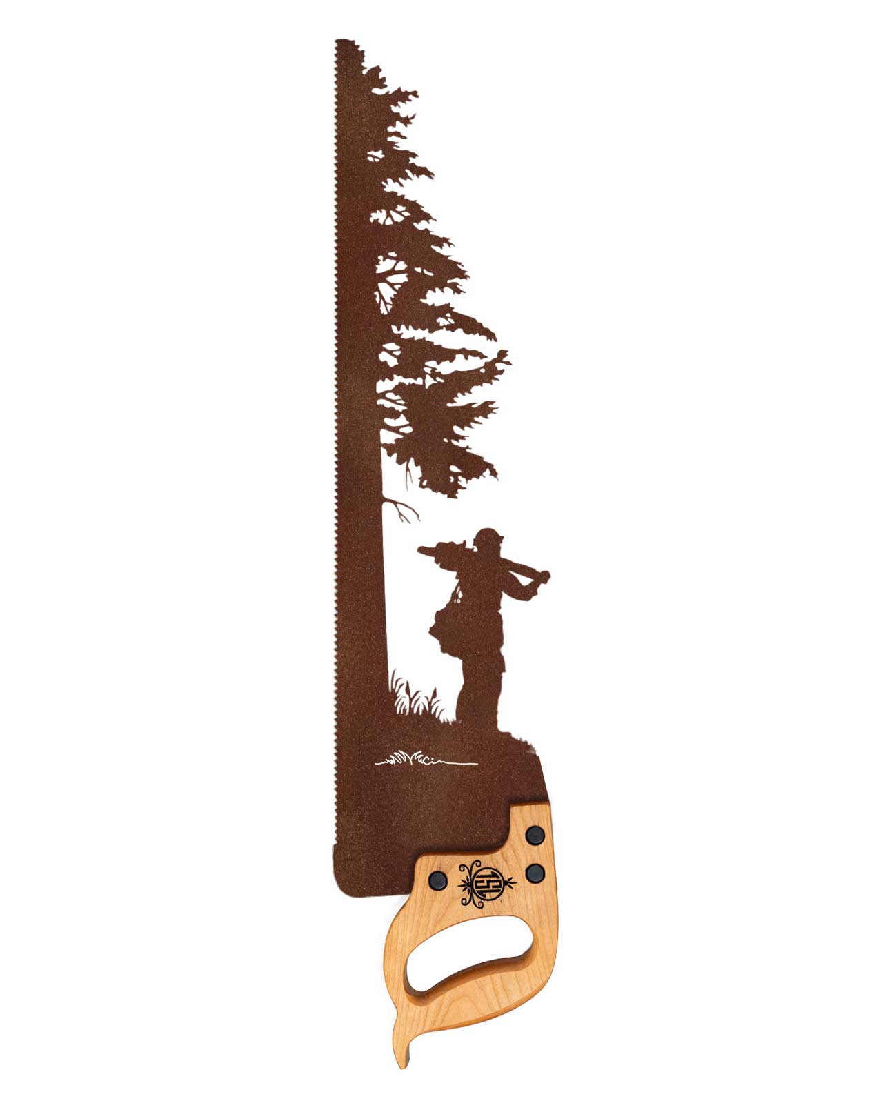 Wildland Fire Fighter Next to a Tree with Chainsaw- Metal Saw Wall Art Gift for Heroes V2 Wildland-firefighter-with-Chainsaw-Art Gift