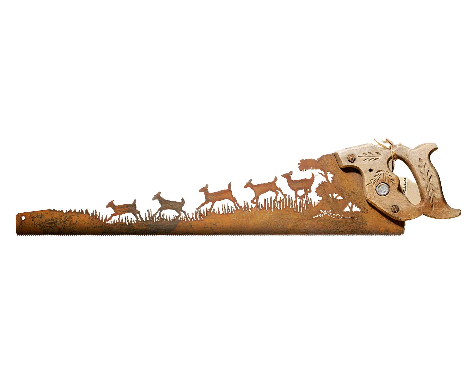 Herd of Deer Running- Hand Cut Plasma Metal Art Hand Saw- Rustic Wall Decor, Recycled Art Repurposed- Made To Order