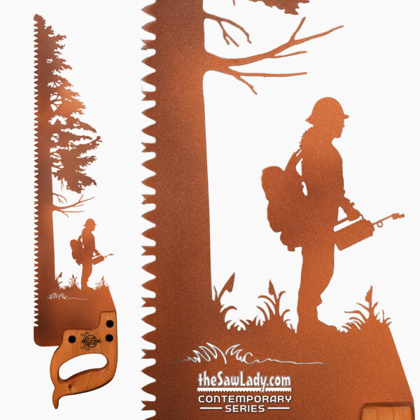 Female Wildland Firefighter with Drip Torch - Metal Saw Wall Art Gift for Heroes - Image 3