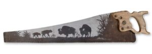 Bison-western-metal-wall-art-decor-saw gift