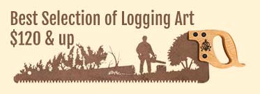 Saw art featuring logging and forestry themes
