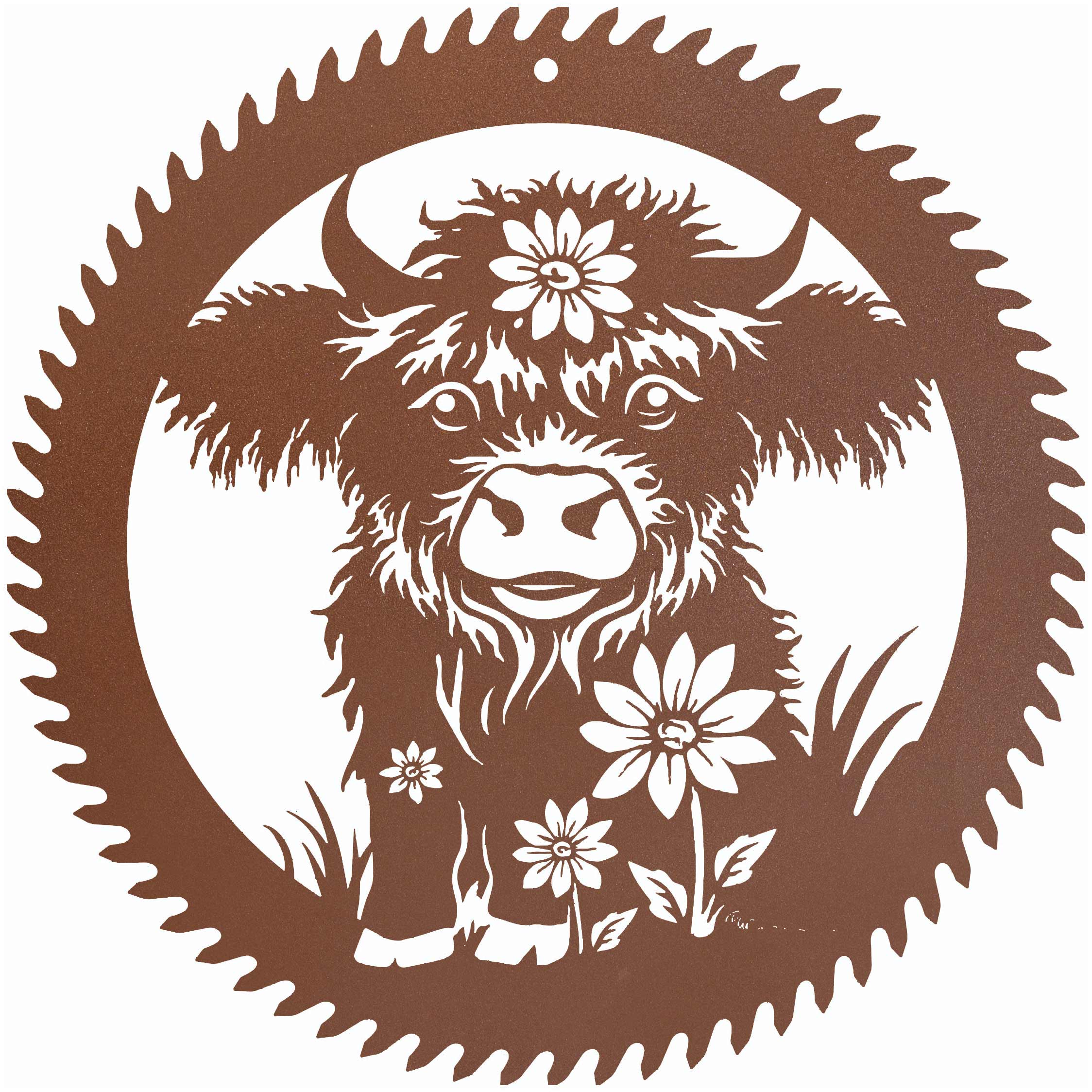 Highland Cow 22 Inch Rustic Round Blade Decor, Gift for Ranchers – HOLPRE