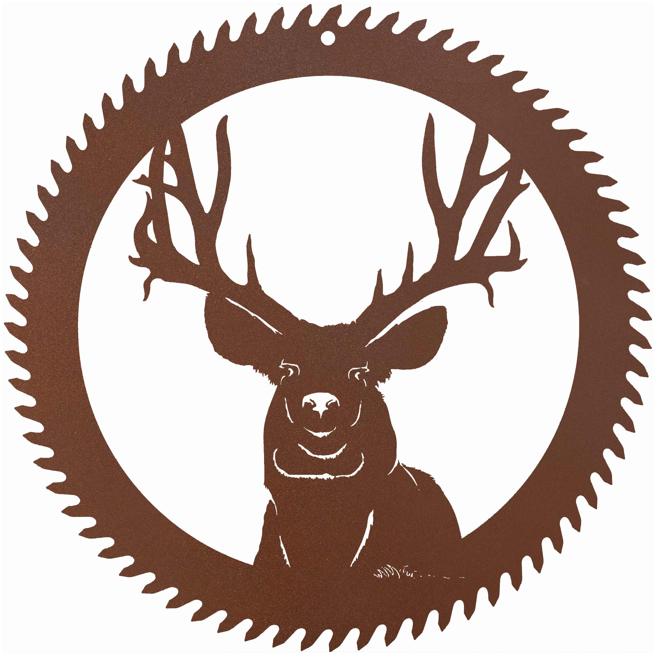 Large Buck 22 Inch Rustic Round Blade Decor – Wildlife Steel Art – HOLPRE