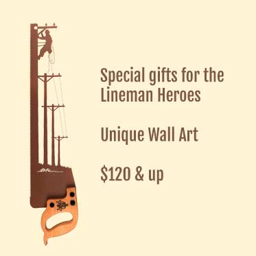lineman line workers gifts rustic metal saw art