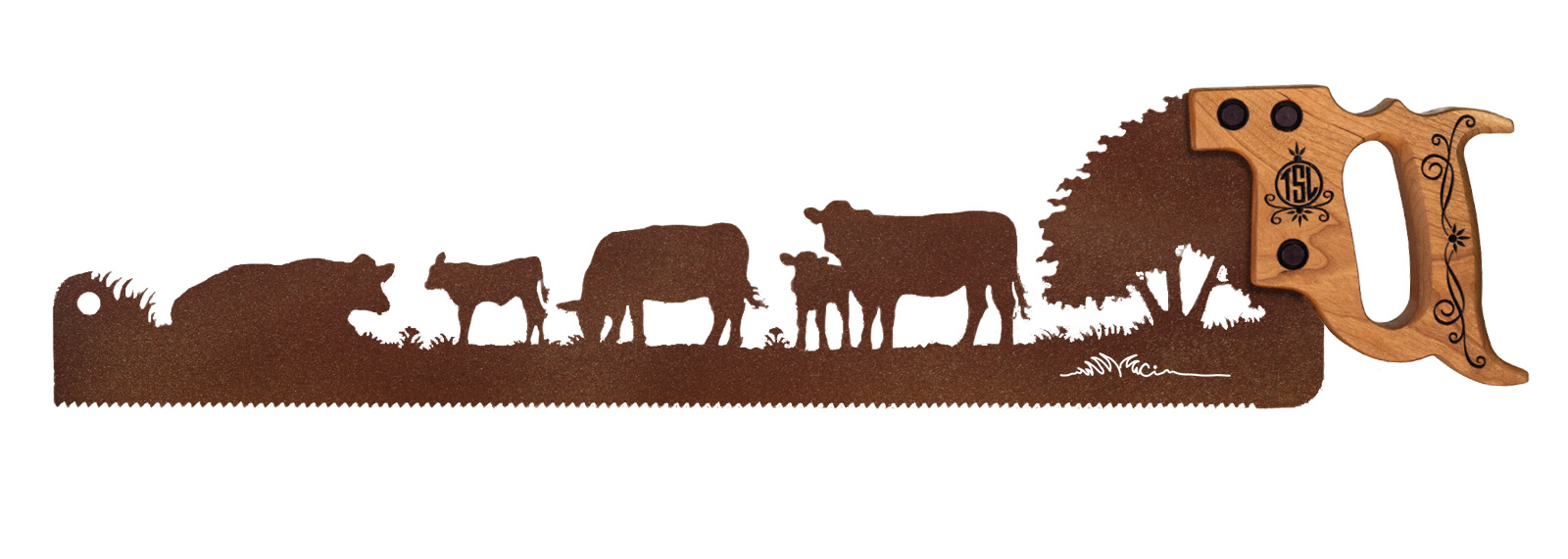 handcrafted ranch-themed saw art gift for ranchers