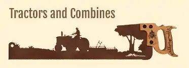 Metal saw art featuring tractors and combines - gifts for farmers